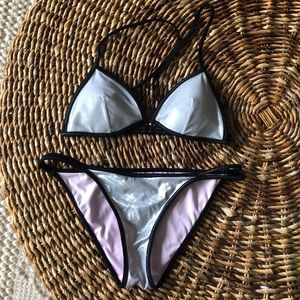 VS Silver Metallic Bikini Set